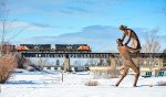 CN 2302 pulls 402 across the Rimouski river bridge